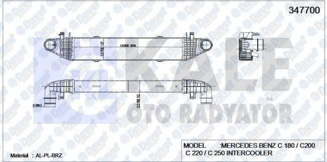 KALE 347700 Turbo Radyatoru (Intercooler) Mb C 180-C200-C 220-C 250 (626x127x62) (Al/Pl/Brz)  ####